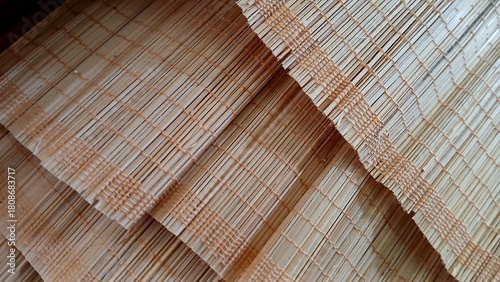 Close up view of a handmade bamboo mat