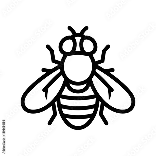 Simple black outline drawing of a bee.