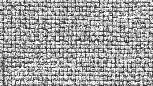 Black and white woven fabric texture with visible threads and rough surface textile material