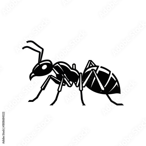 Simple black and white vector illustration of an ant.