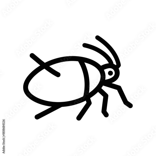 Simple black insect icon representing a bug with antennae and legs.