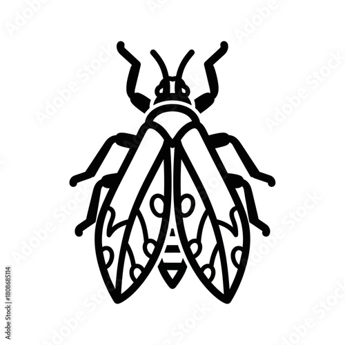 Detailed Insect Illustration - A Striking Black and White Design.