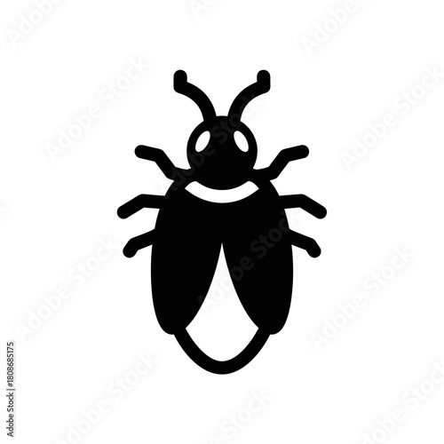 Simple black silhouette of a beetle insect icon.