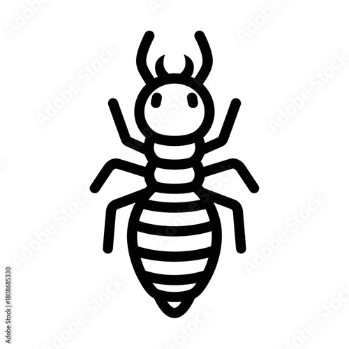 Stylized Termite Icon - Detailed Black and White Vector Illustration.