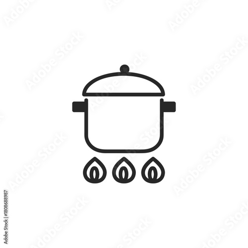 シンプルな火にかけた鍋のアイコン