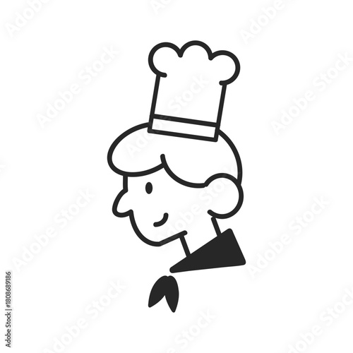 シンプルな横向きの料理人のアイコン