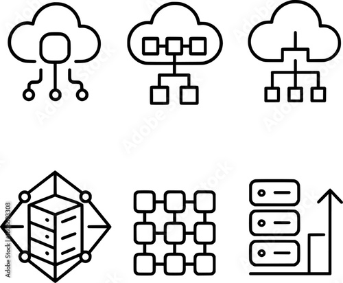 cloud native architecture scalability vector icons