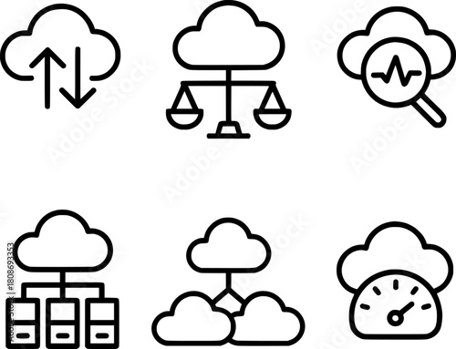 Cloud platform scalability and resource management icons
