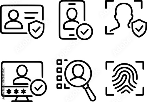 Digital identity verification and authentication icons