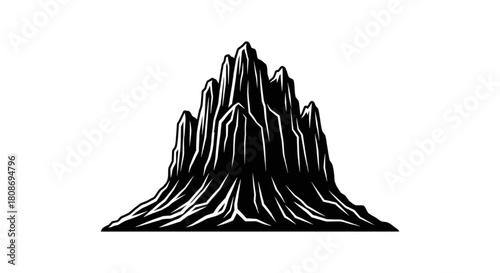 Rock Formation Silhouette Vector Illustration Showing Multiple Jagged Outlines in Minimal Nature Style

