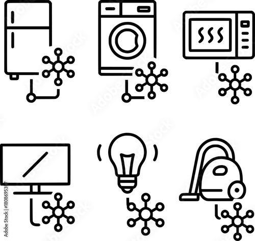 IoT connected home appliances vector icon set