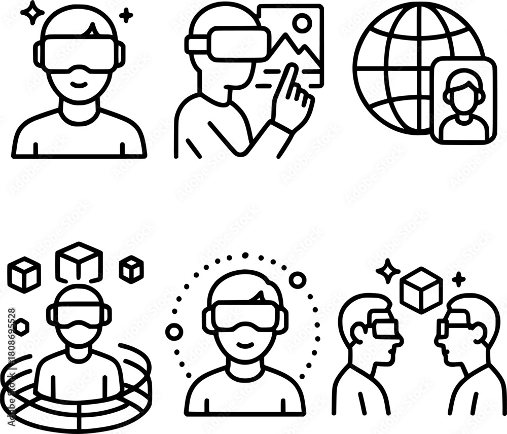 Fototapeta premium Metaverse virtual reality interaction icons
