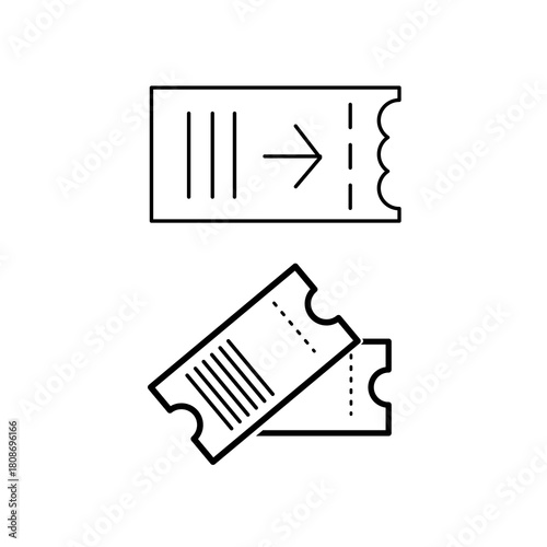Black and White Line Vector Illustration of Two Ticket Icons