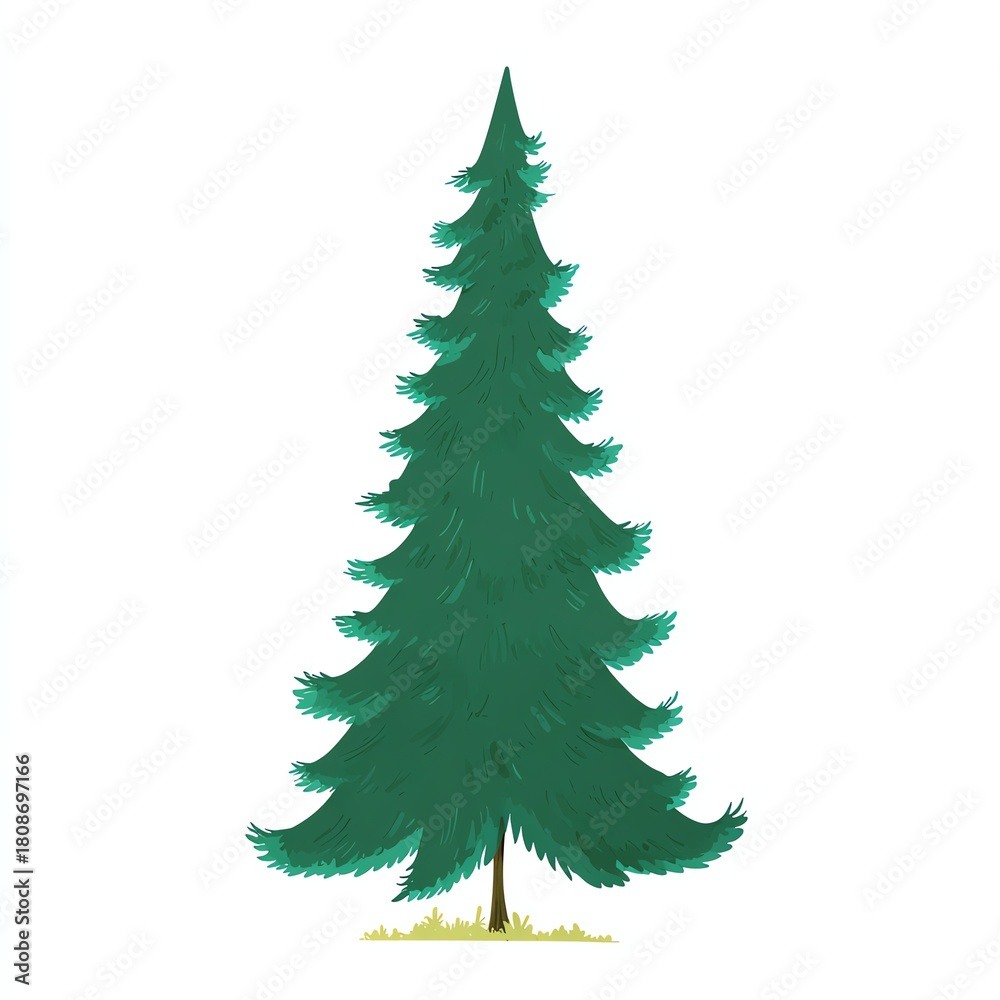 Fototapeta premium Pine tree illustration on white isolated background