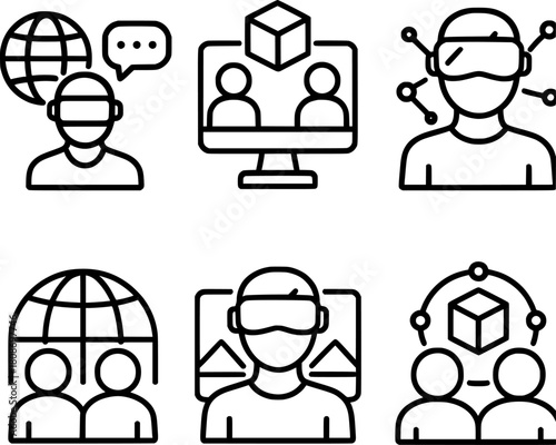 smart metaverse collaboration environment vector icons