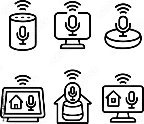Voice command home assistant smart speaker icon set