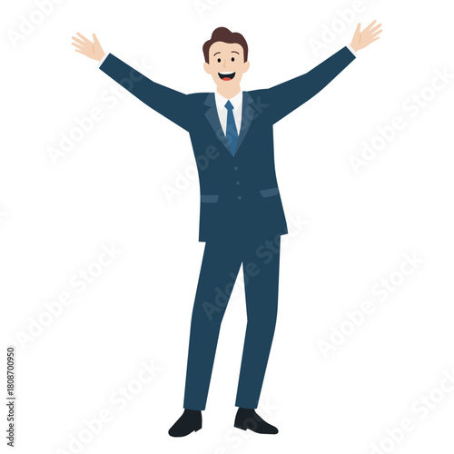 明るく歓迎する茶髪の男性ビジネスパーソン