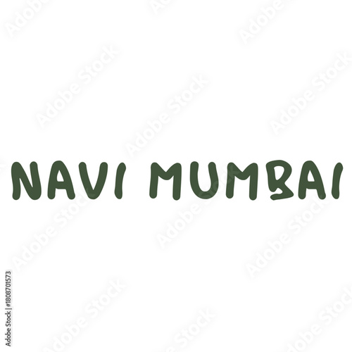 "Navi Mumbai" in green, handwritten-style font centered against a plain white background.