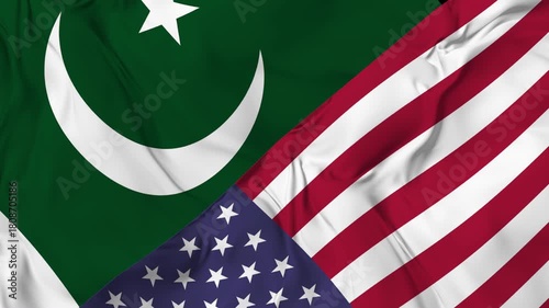 Flag animation Seamless loop United States vs Pakistan. High Resolution Video 