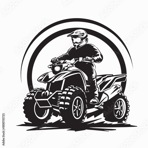 Rider on Quad Bike Vector Art isolated on white background