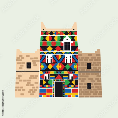 Geometric patterns adorning traditional Najd architecture in Saudi Arabia