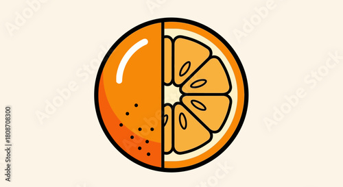 Vector illustration of a circle orange fruit object with a clock face design and business deadline icon