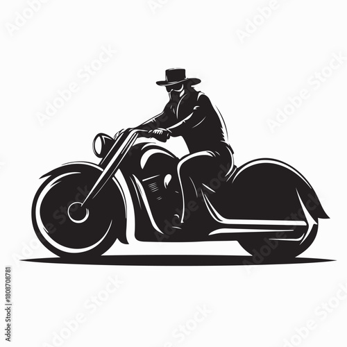 Stylish Man Riding Chopper Bike Vector Illustration