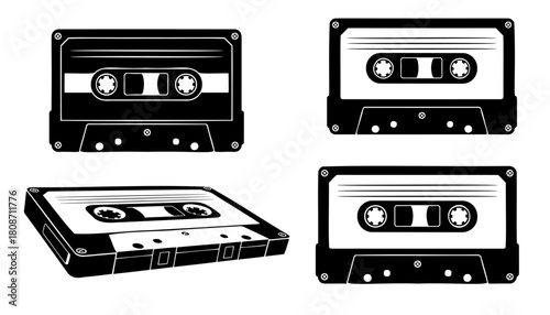 Vintage Cassette Tapes Collection Retro Audio Recording Media.
