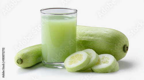 fresh juice of Calabash isolated on white background 