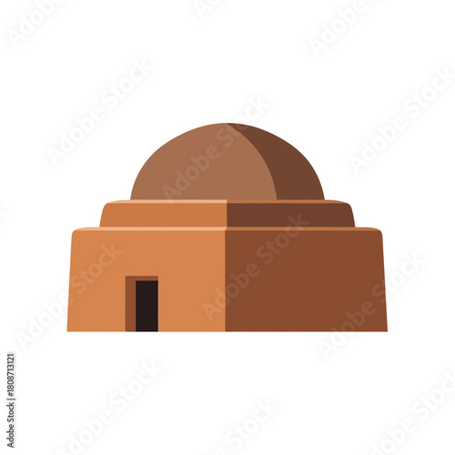 Adobe Style Mud House Structure, Simplistic Architectural Representation