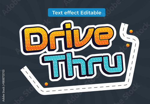 Drive thru or take away text effect editable font