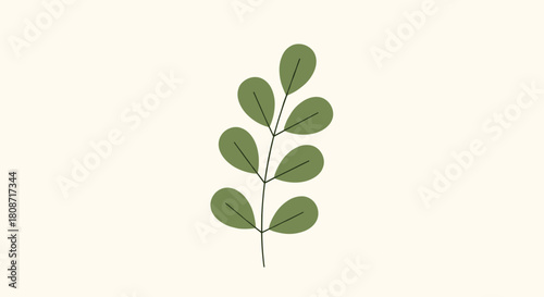 Elegant botanical illustration with lush green leaves, perfect for adding a touch of nature to your designs and bringing a serene, organic vibe