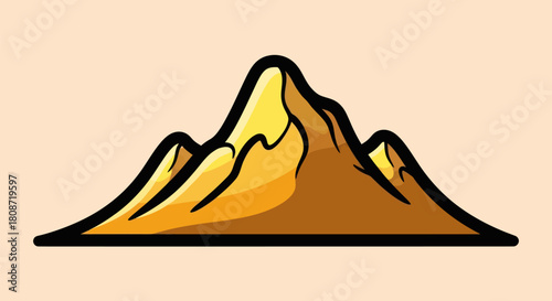 Stylized Golden Mountain Peaks Illustration.
