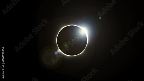 A solar eclipse that forms a white ring, a total solar eclipse in pitch black outer space