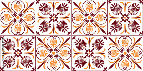 Azulejos portuguese tile pattern. Seamless pattern illustration in traditional style. Portuguese tiles. For household utensils, textiles, embroidery, plate