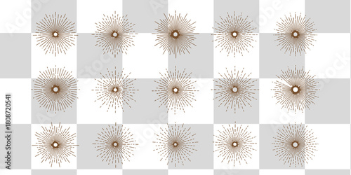 Abstract background featuring a checkered pattern with starburst designs in brown and white tones