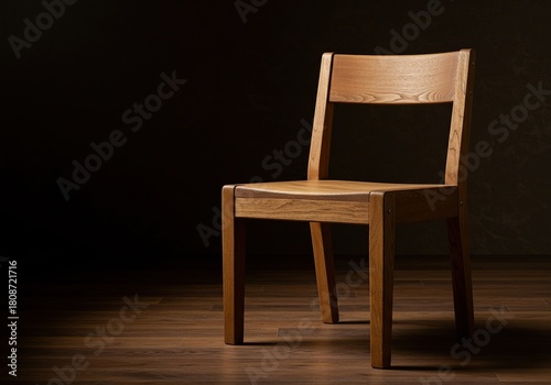 Wallpaper Mural Solid wooden chair, crafted from natural timber, showcasing robust construction and a warm, inviting aesthetic. Perfect for rustic interiors ,artistry ,solid ,grain Torontodigital.ca