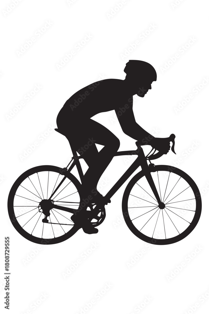 Obraz premium Road Cycling Vector Icons with Cyclist Silhouettes and Sport Elements