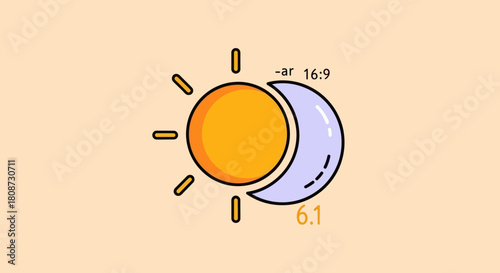 Stylized Sun and Moon Celestial Harmony Icon.