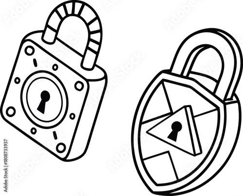 Secure data protection: Strong lock icons for cybersecurity. Safeguard information, protect privacy. Digital defense, encryption, and network security