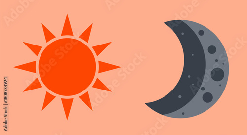 Sun and Moon Celestial Harmony Illustration.