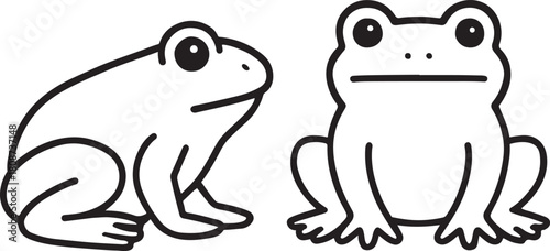 Outline Frog and Toad Clipart Simple Line Animal vector.eps