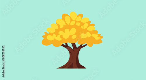 Vibrant Autumn Tree with Golden Yellow Leaves.