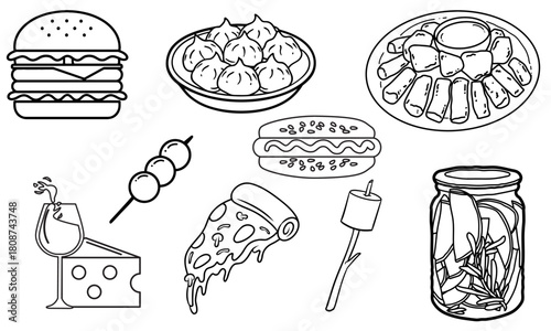 Classic American Burger Traditional Food Illustration