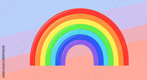 Vibrant Rainbow Arch Against Soft Gradient Background.