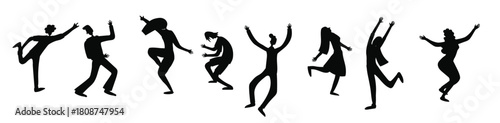 people dancing set in flat character design for web bundle