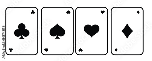 playing cards line icons isolated on white background 
