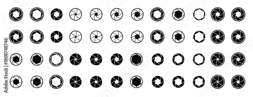 photo camera lens diaphragm icon isolated on white background