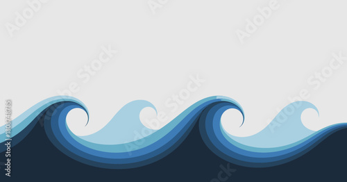 This elegant representation of ocean waves showcases a harmonious blend of blue hues and flowing shapes, creating a soothing atmosphere inspired by the beauty of nature.