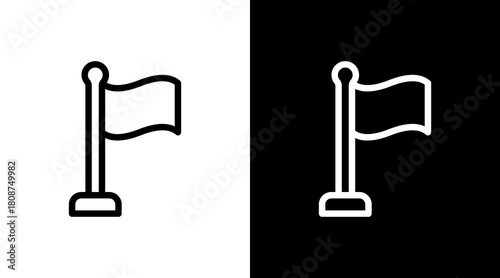 Flag With Icon Set Design